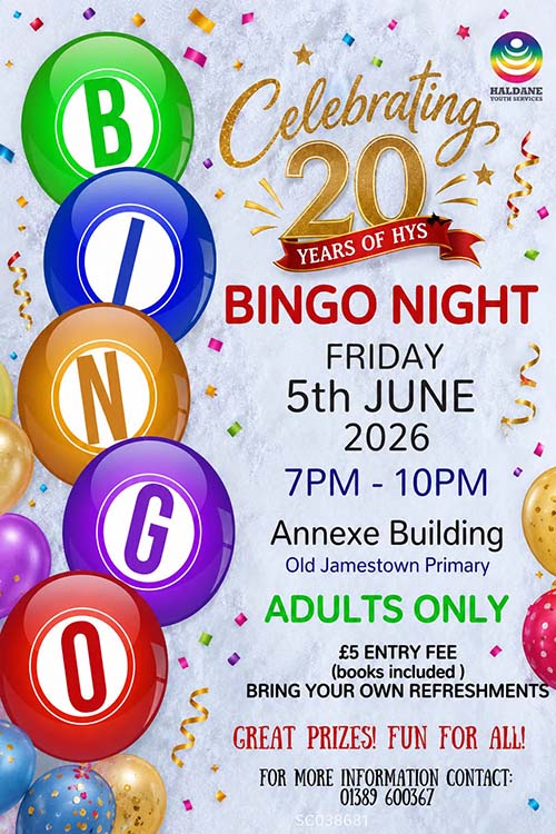 Bingo at HYS 9th June 2026 Bingo at HYS 9th June 2026