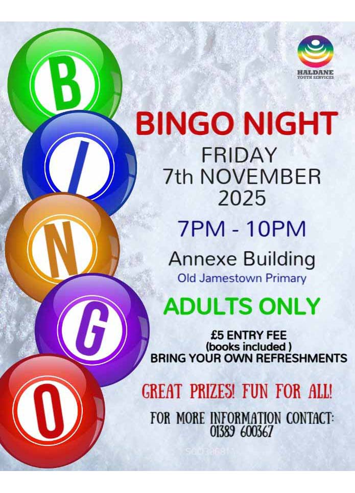 Bingo at Haldane Youth Services: Friday 7th November 2025 Bingo at Haldane Youth Services: Friday 7th November 2025